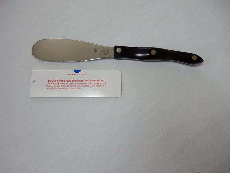 CUTCO Model 1768 Spatula Spreader. . . . . 4.9" Double-D® serrated edge blade..............5.1" Highly engineered thermo-resin handle in Classic Brown (sometimes called Black). - Image 4