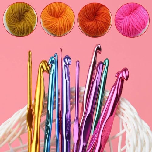 VERAT 12 Pcs Crochet Set/Crochet Hook/Knitting Accessories/Stitching Material/Tools for Tailoring/Needle and Thread Box/Ergonomic Crochet Hooks Set/Crochets for Arthritic Hands/Craft/Nice Gift for Women - Image 4