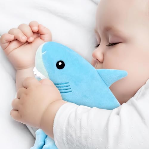 Gicoherero Shark Blanket Security for Baby Soft Lovey Plush Sleeping Snuggle Gifts Boy Blue Minky Dot Stuffed Ocean Animal Newborn Nursery Kids Toddler First Birthday Unisex Blankie Gift Ideas 15 Inch - Image 4