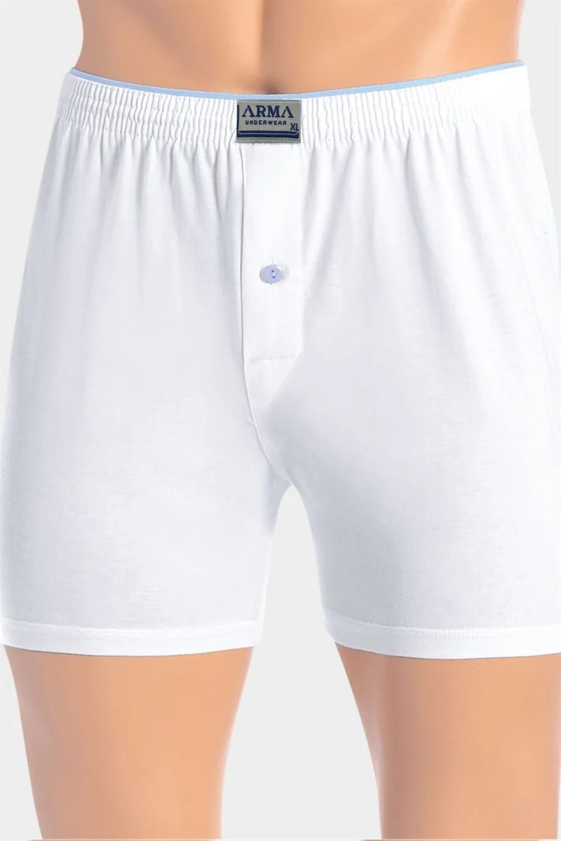 Arma Yıldız White Men's Buttoned Boxer Towel Waist 100% Cotton Combed Cotton