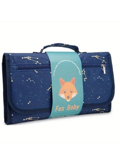 Little tots Portable Changing Pad - Ultra-Portable and Compact Design with Soft Cushioned Mat, Built-in Wipes Holder, and Waterproof Surface - Perfect for On-the-Go Parents and Caregivers, Ideal for Diaper Bag, Car, or Nursery Use blue color  - Image 1