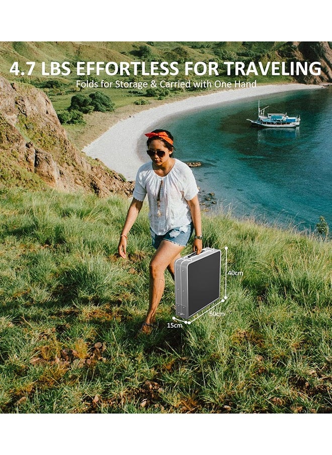 Bukela - Folding Table, Portable Lightweight Folding Camping Table, Aluminum Small Folding Table, Portable with Handle, Adjustable Height, Suitable for Picnic, Party, BBQ (Black, 80 x 50 cm) - Image 1