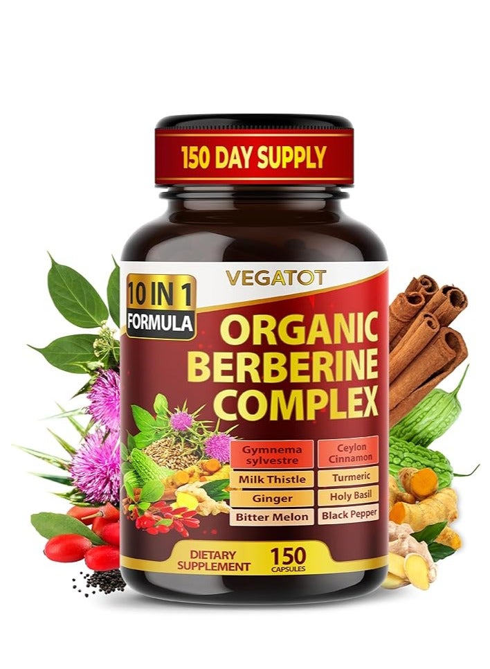 VEGATOT GlucoSavior Berberine Supplement with Ceylon Cinnamon, Bitter Melon, Gymnema - Supports Immune, Heart Health & Gastrointestinal Function - Made in The USA (150 Count (Pack of 1) - Image 1
