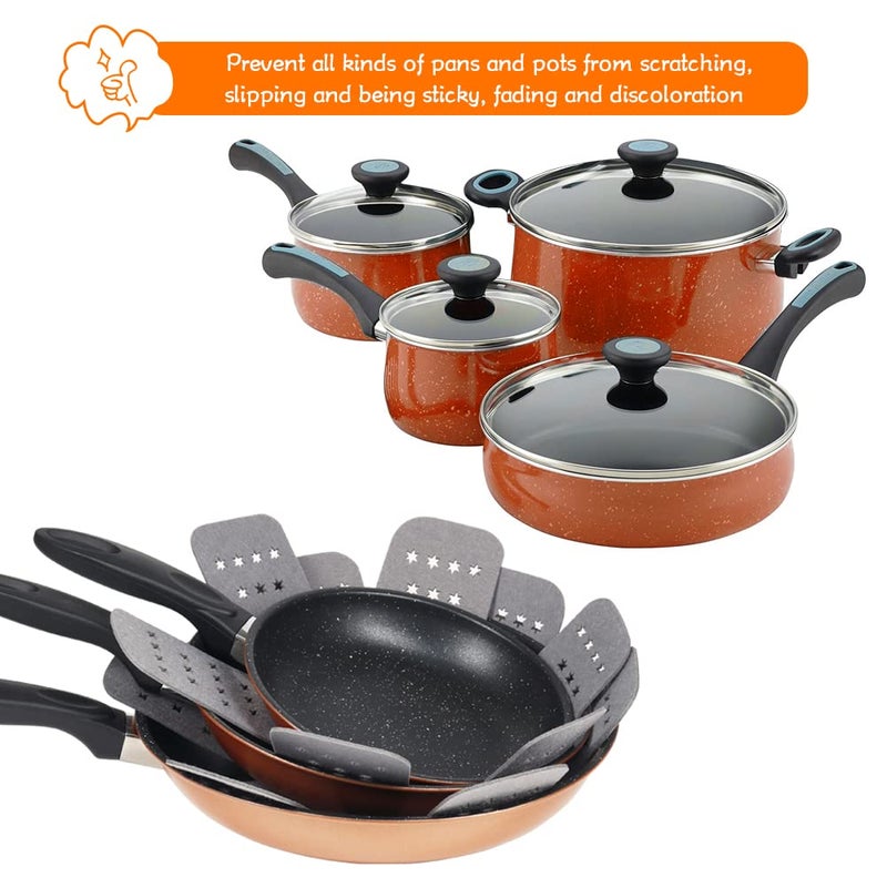 BYKITCHEN Pan and Pot Protectors, Larger & Thicker Pan Protectors with Stars, Set of 6 and 3 Different Sizes, Pot Protectors for Stacking and Protecting Your Cookware - Image 3