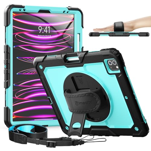 Timecity for iPad Pro 12.9 Case 6th/5th/4th/3rd Gen, 360° Rotating Stand, Pencil Holder & Wireless Charging, Shockproof with Screen Protector & Shoulder Strap -for Designers & Professionals-Light Blue - Image 1