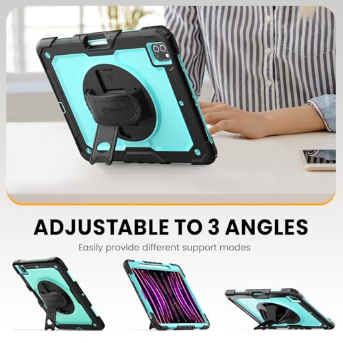 Timecity for iPad Pro 12.9 Case 6th/5th/4th/3rd Gen, 360° Rotating Stand, Pencil Holder & Wireless Charging, Shockproof with Screen Protector & Shoulder Strap -for Designers & Professionals-Light Blue - Image 4