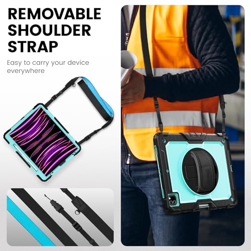 Timecity for iPad Pro 12.9 Case 6th/5th/4th/3rd Gen, 360° Rotating Stand, Pencil Holder & Wireless Charging, Shockproof with Screen Protector & Shoulder Strap -for Designers & Professionals-Light Blue - Image 5