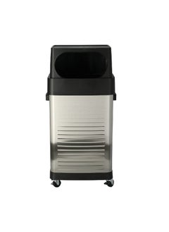 Seville Classics Commercial Stainless Steel Big Trash Can with Wheels Silver and Black 65 L TRC20215  - Image 1