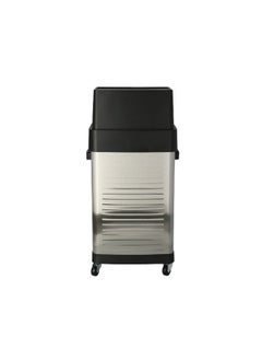 Seville Classics Commercial Stainless Steel Big Trash Can with Wheels Silver and Black 65 L TRC20215  - Image 5