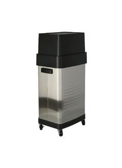 Seville Classics Commercial Stainless Steel Big Trash Can with Wheels Silver and Black 65 L TRC20215  - Image 4