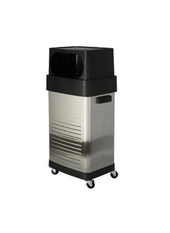 Seville Classics Commercial Stainless Steel Big Trash Can with Wheels Silver and Black 65 L TRC20215  - Image 2