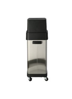 Seville Classics Commercial Stainless Steel Big Trash Can with Wheels Silver and Black 65 L TRC20215  - Image 3