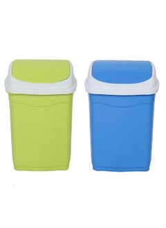 Aristo ARISTO Plastic Swing Lid Garbage Bucket Dustbin Combo (16 L, Green, Blue)  - Image 1