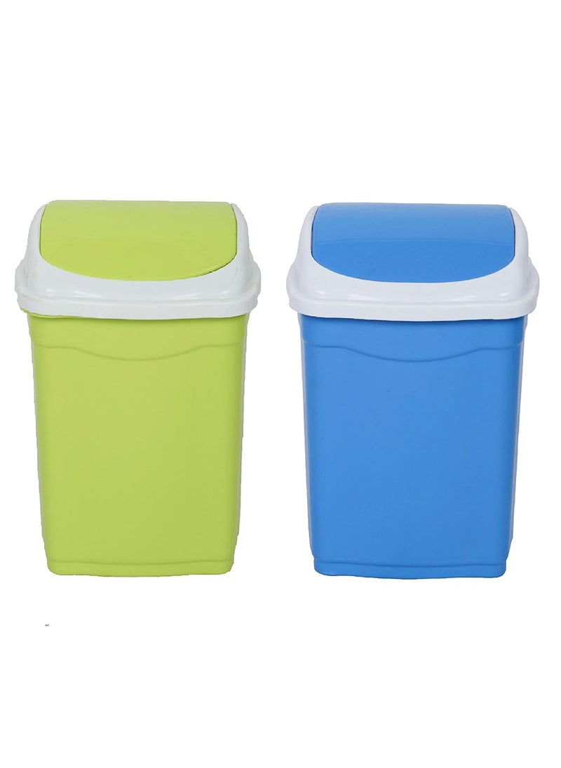 Aristo - ARISTO Plastic Swing Lid Garbage Bucket Dustbin Combo (16 L, Green, Blue) - Image 1