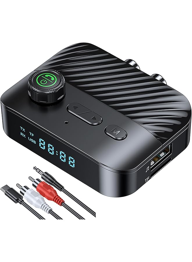 KASTWAVE Bluetooth Transmitter Receiver, Bluetooth Transmitter Receiver With Display, V5.3 Bluetooth Receiver For Home Stereo/Headphones/Speakers/Home Theater/Tv/Low Latency - Image 1