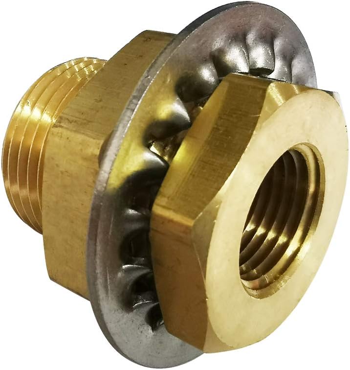 Legines Brass 1/2" NPT Female Bulkead Coupling Bulk head Pipe Fitting Bulkhead Anchor Tank Fitting, 1-1/2" Length (Pack of 2) - Image 4