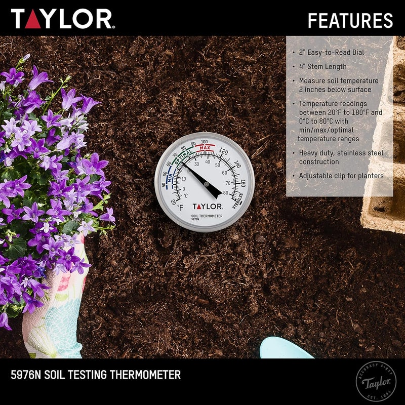 Taylor Precision Products Soil Testing Thermometer with 4" Stem, Measures -20 to 180 Degrees F - Image 4