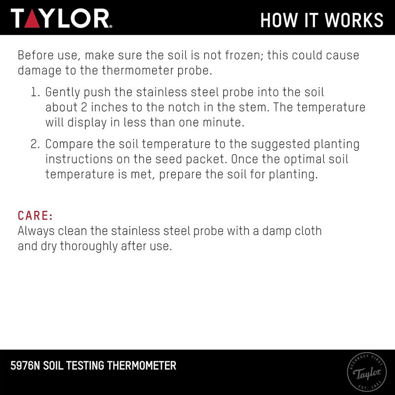 Taylor Precision Products Soil Testing Thermometer with 4" Stem, Measures -20 to 180 Degrees F - Image 5