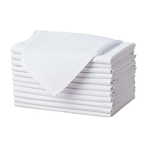 Gee Di Moda Cloth Napkins 17 x 17 Inch White Dinner Napkins Set of 12 Soft Absorbent Washable Fabric Cloth Table Napkins with Hemmed Edges for Hotel Restaurant Holiday Parties Wedding