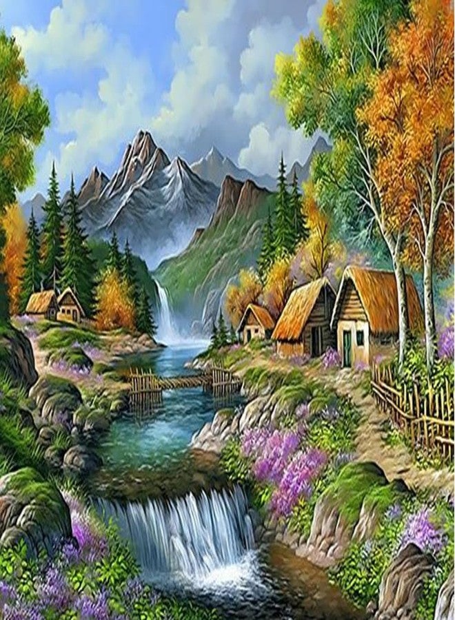 TREXEE Bridge Hut Scenery Paint by Number for Kids and Adults Beginner, Paint by Numbers Kit for Kids and Adults Beginner, DIY Acrylic Painting by Numbers Kit on Canvas, Number Painting kit DIY Canvas Painting by Numbers DIY Painting kit for Adults DIY Oil Painting Kits (40X50 CM) (Without Frame) - Image 1