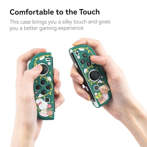 GeekShare Protective Case Slim Cover Case Compatible with Switch OLED and Joy Con - Shock-Absorption and Anti-Scratch Skin Case for OLED Switch - Bunny Garden - Image 4