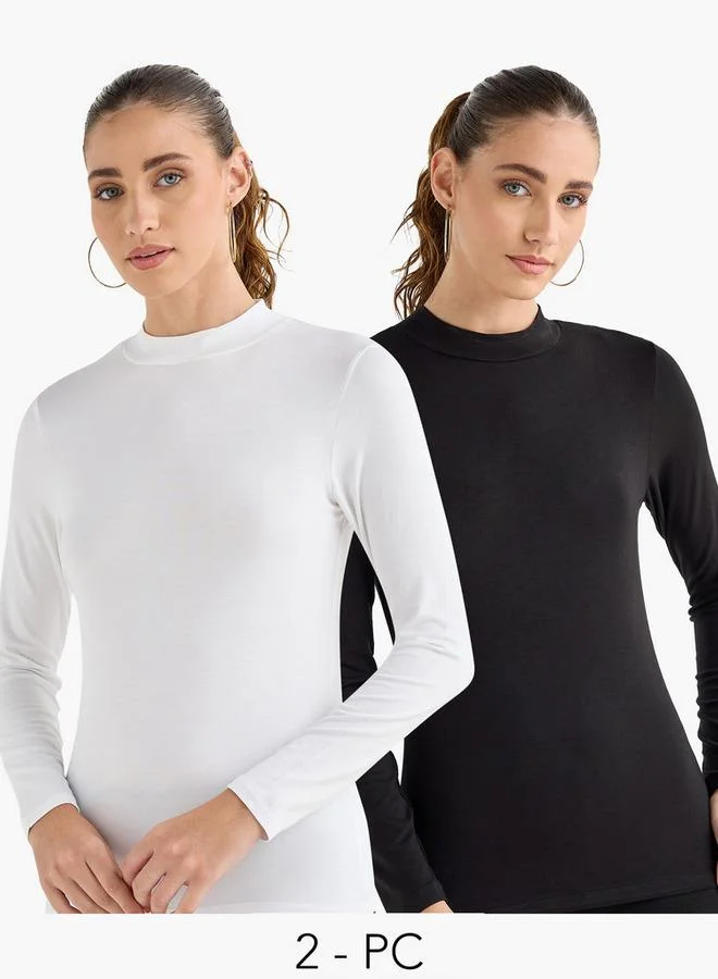 سبلاش فيڤ Set of 2 - T-shirt with High Neck and Long Sleeves