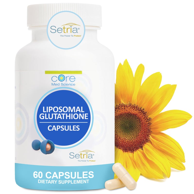Core Med Science Liposomal Glutathione Supplement 500mg 60 Capsules Pure Reduced Setria with Phospholipid Complex Antioxidant Supplement for Energy Brain Health Skin Liver Health