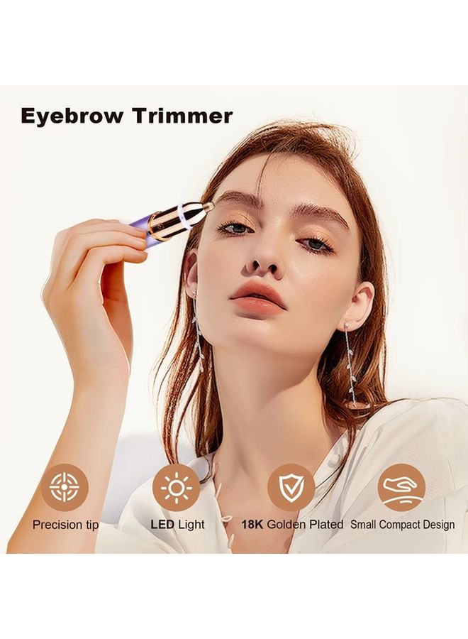 Purple 2 In 1 Painless Electric Eyebrow Facial Hair Remover with LED Light - Image 3