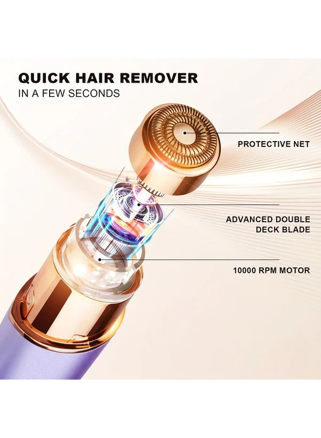Purple 2 In 1 Painless Electric Eyebrow Facial Hair Remover with LED Light - Image 5