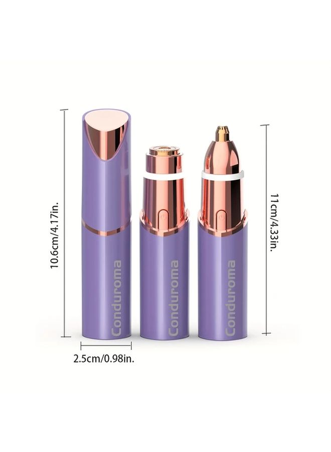Purple 2 In 1 Painless Electric Eyebrow Facial Hair Remover with LED Light - Image 4