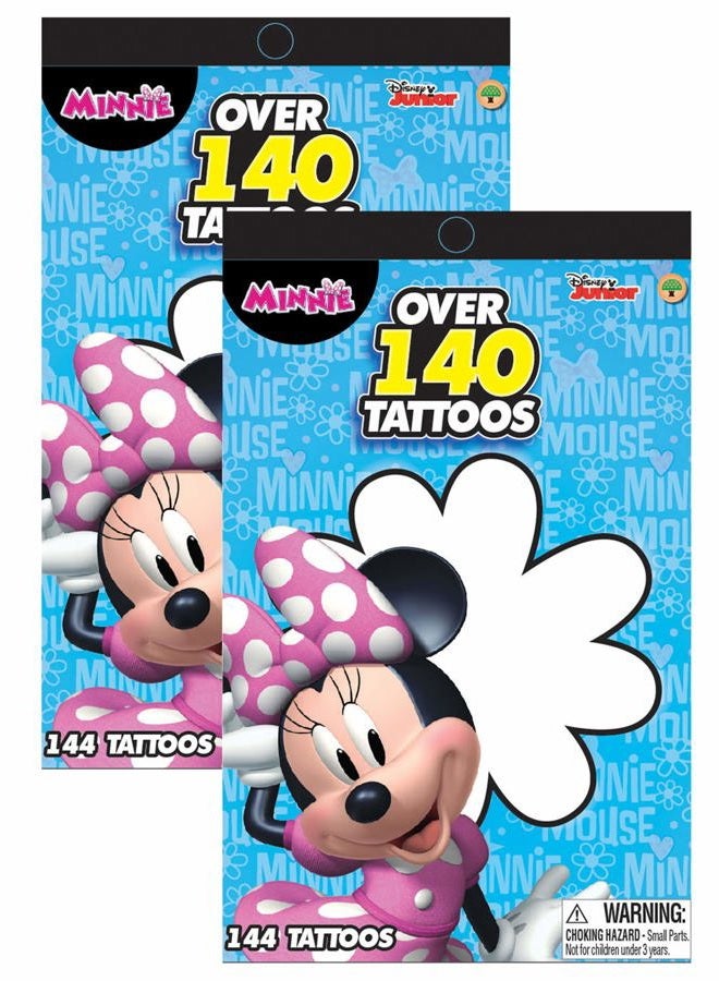 Disney كتاب تاتو مؤقت ميني ماوس جونيور بأكثر من 140 تاتو - سهل التطبيق والإزالة، مقاوم للتلطيخ، تصاميم لطيفة متنوعة - هدايا حفلات وتوزيعات (طقم 2 قطعة)