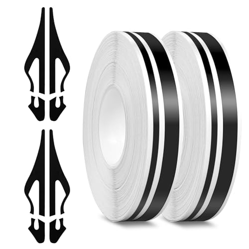 OXDFK 2 Rolls of Car Pinstripe Tape Silver Pinstripe Body Sticker Vinyl Thin Car Stripe Pinstripe Tape for Motorcycle Car Racing DIY Body Sticker Tape Black - Image 1
