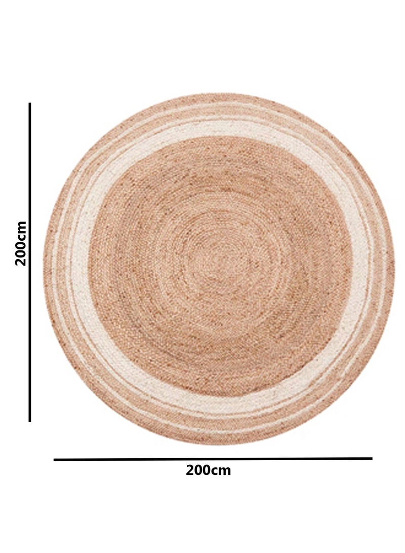لينجوي سجادة ناتورا من الجوت المضفر يدويًا، دائرية الشكل، 200 سم، مصنوعة من الجوت الطبيعي الصديق للبيئة بنسبة 100% - Image 5