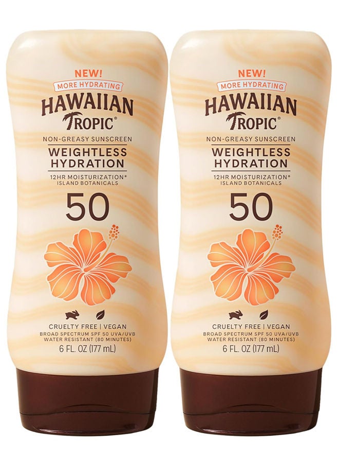 هاوايان تروبيك لوشن إس إتش ويت ليس بعامل حماية من الشمس 50، 2 × 177 مل