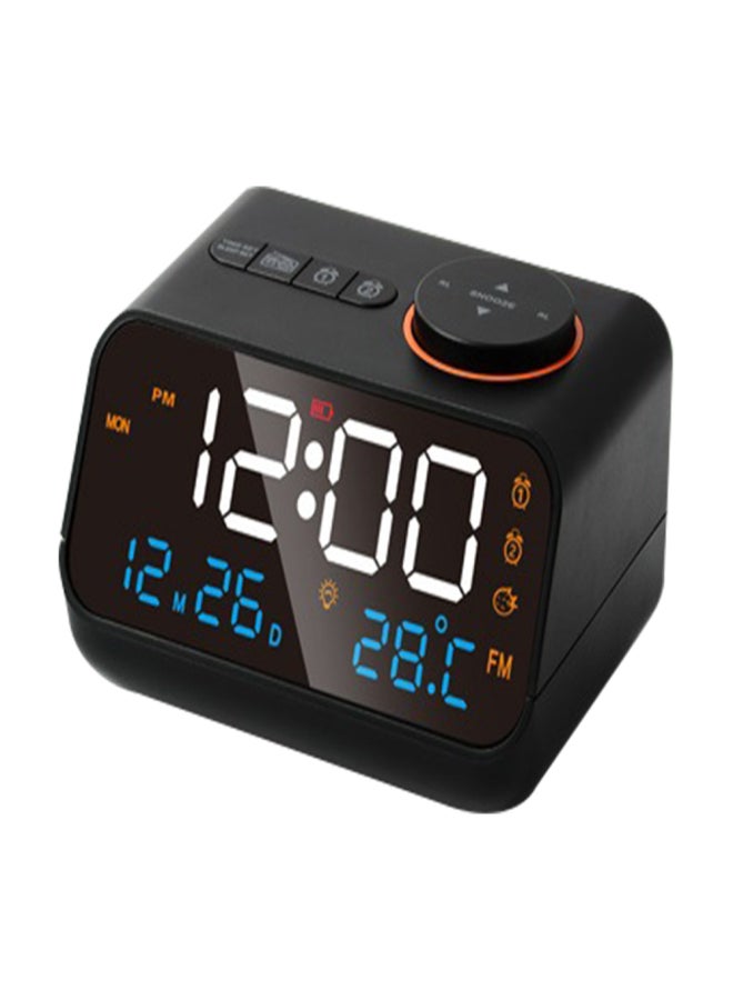 Multifunctional Alarm Clock with FM Radio Rechargeable LED Digital Clock with Temperature and Humidity Display Support Sound-Activated/Keep-on Switching, Brightness/Volume Adjustable, Snooze Function - Image 1