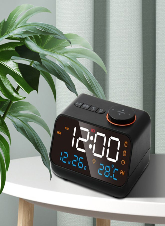 Multifunctional Alarm Clock with FM Radio Rechargeable LED Digital Clock with Temperature and Humidity Display Support Sound-Activated/Keep-on Switching, Brightness/Volume Adjustable, Snooze Function - Image 3