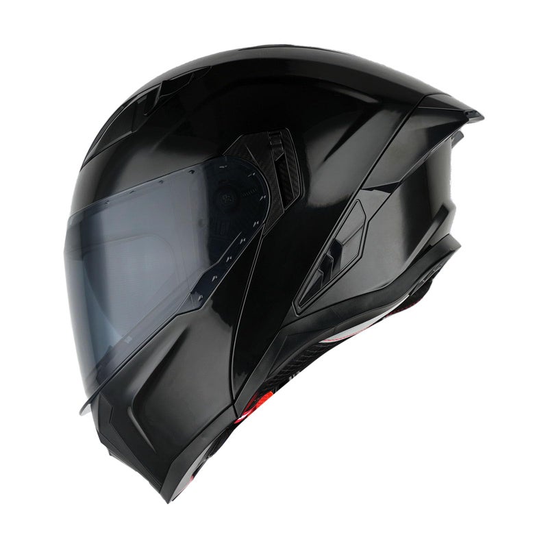 1Storm Motorcycle Modular Flip up Dual Visor Helmet Street Bike Sun Shield Full Face KT928: Glossy Black + One Extra Clear Shield - Image 4