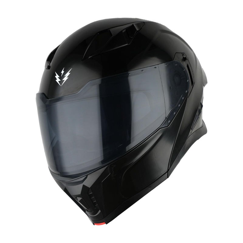 1Storm Motorcycle Modular Flip up Dual Visor Helmet Street Bike Sun Shield Full Face KT928: Glossy Black + One Extra Clear Shield - Image 2