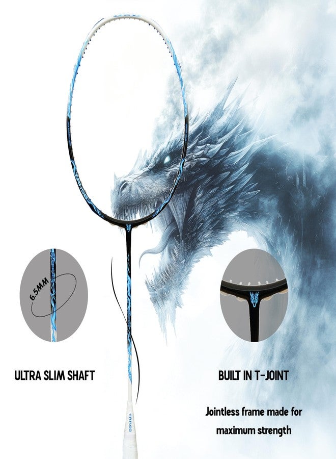 TANSO Black Ice Full Graphite Ultra Light Weight Carbon Fibre Strung Badminton Racket (35 Lbs Tension, 6.5mm ultra slim shaft, 77 Grams, Strung with premium strings and full racquet cover) (Defensive) - Image 5