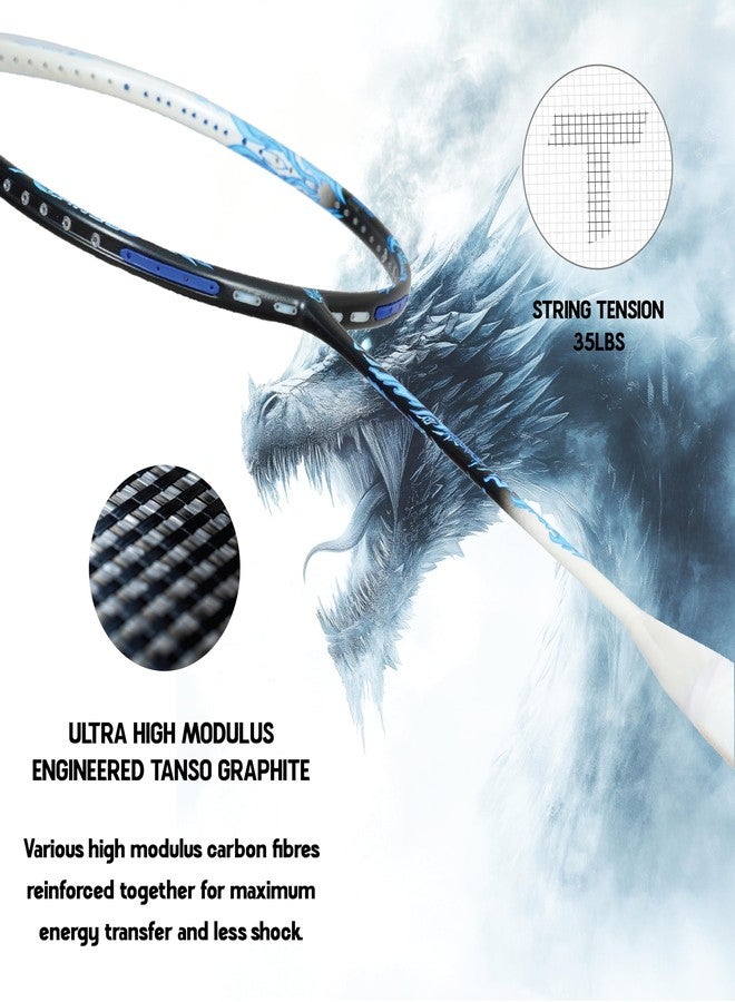TANSO Black Ice Full Graphite Ultra Light Weight Carbon Fibre Strung Badminton Racket (35 Lbs Tension, 6.5mm ultra slim shaft, 77 Grams, Strung with premium strings and full racquet cover) (Defensive) - Image 3