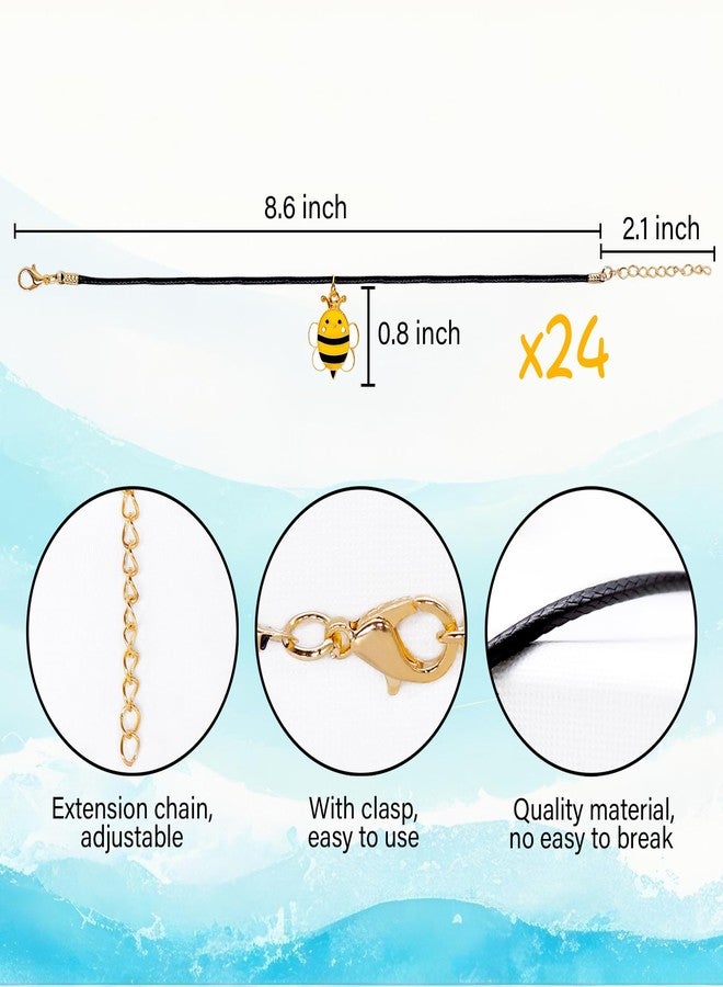 Omlisca Bee Shaped Pendant Necklace 24 Pack Spring Bumble Bees Party Decor Goodie Bags for Little Fairy Honey Bee Party Favors Birthday Be Mine Gifts Wedding Shower Carnival School Rewards - Image 4
