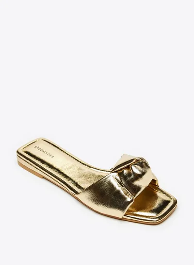 شو اكسبرس Women Solid Slip-On Slide Sandals with Knot Detail