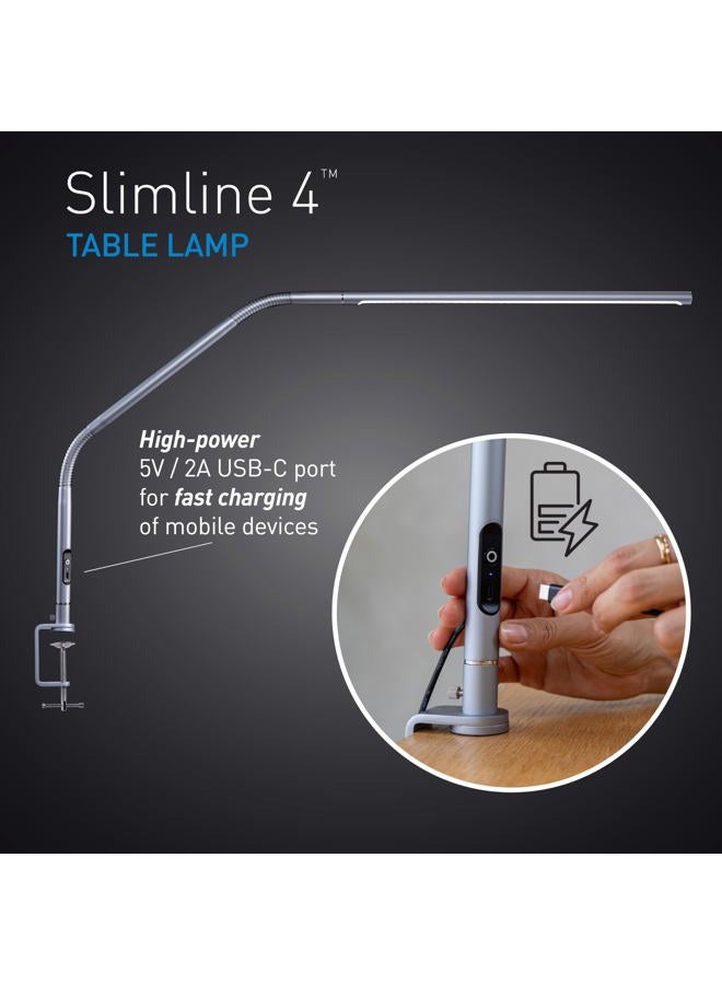 Daylight Slimline 4™ LED Table Lamp in Ice Grey - 6,000K, 3,200 Lux, 4 Brightness Levels, USB-C Charging Port, Anti-Glare Diffuser, Flexible Design, Art & Craft, Sewing, Nail Salon - Image 2