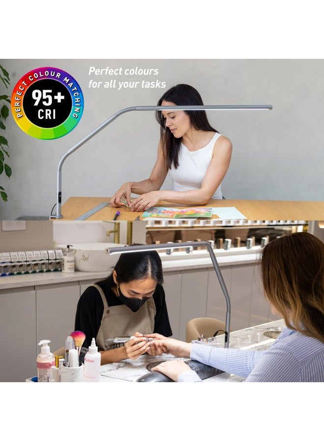 Daylight Slimline 4™ LED Table Lamp in Ice Grey - 6,000K, 3,200 Lux, 4 Brightness Levels, USB-C Charging Port, Anti-Glare Diffuser, Flexible Design, Art & Craft, Sewing, Nail Salon - Image 3
