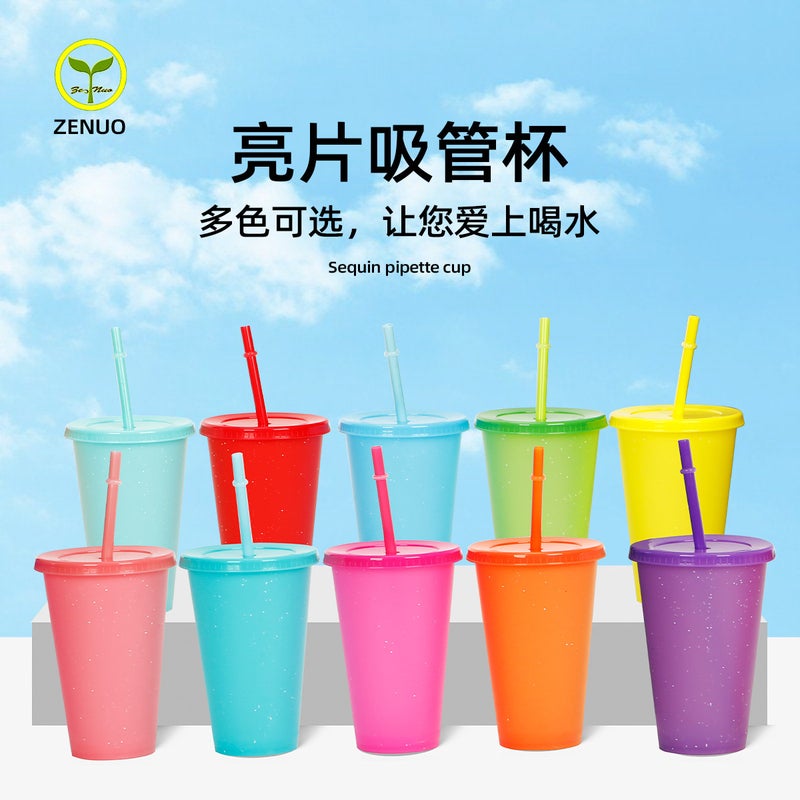 20011 480Ml Straw Creative Plastic Glitter Cup Party Holiday Dinner Straw Cup - Image 2