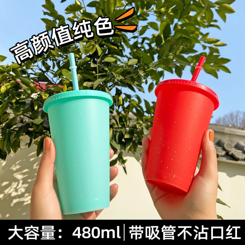 20011 480Ml Straw Creative Plastic Glitter Cup Party Holiday Dinner Straw Cup - Image 4