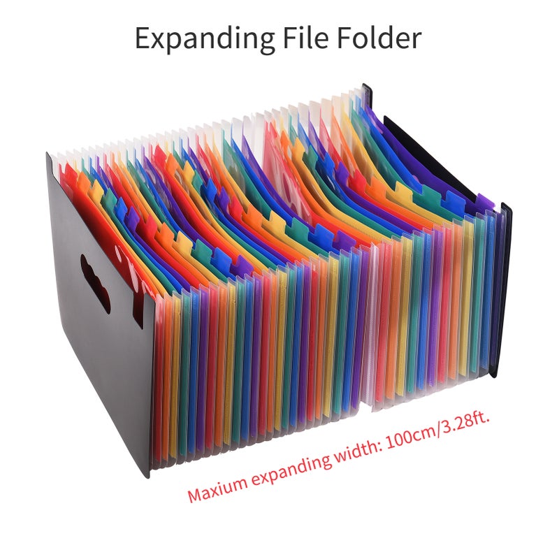 Expanding File Folder: 48 Pockets High Quality PP Waterproof Durable - Large Capacity 3600 Sheets Expandable to 100cm File Folder Organizer for Home Office School Travel - Image 3