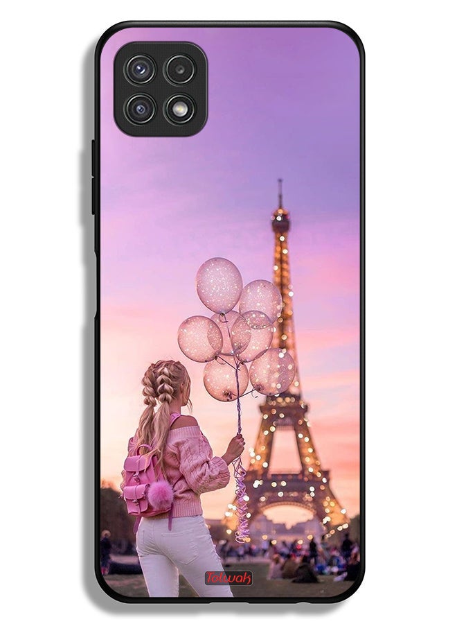 Tolwak غطاء حماية لجهاز سامسونج جالاكسي A22 5G، فتاة تحمل بالونات - Image 1
