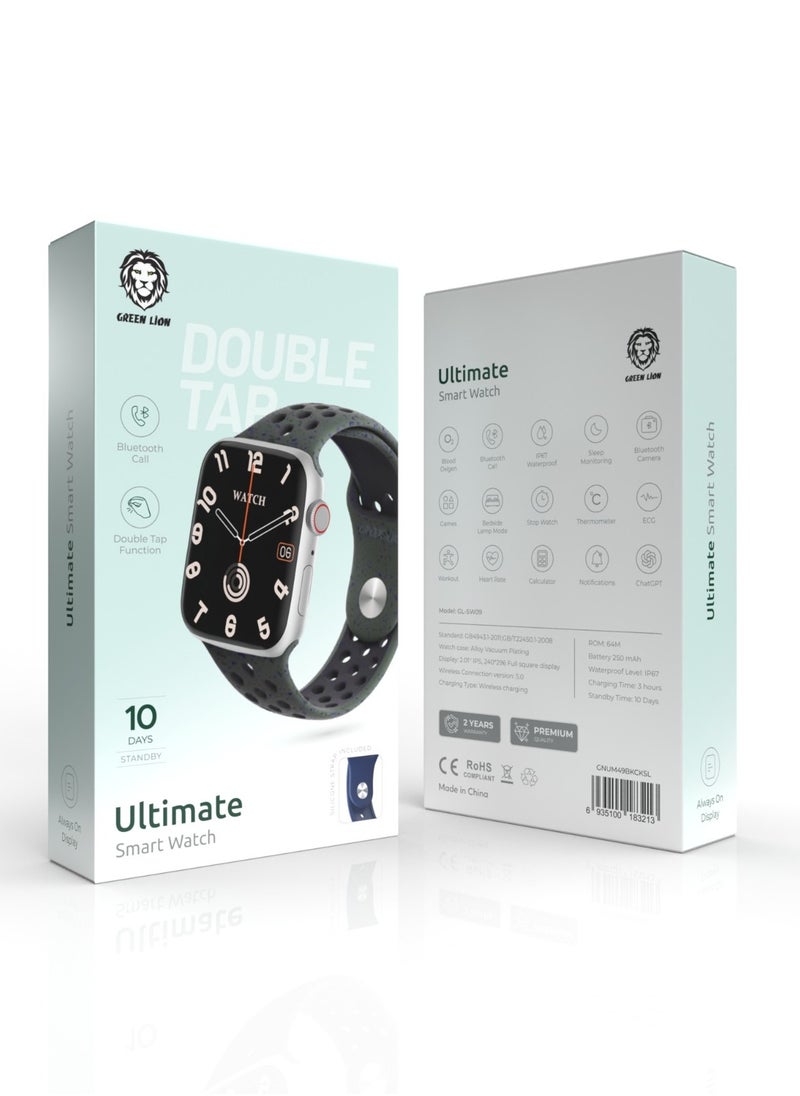 GREEN LION - Ultimate Smart Watch / Bluetooth Call / Double Tap Function / Multiple NFC / Always on Display / 10 Days Standby / Blood Oxygen / Sleep Monitor / Games / Bedside Lamp mode / Heart Rate - Silver - Image 1