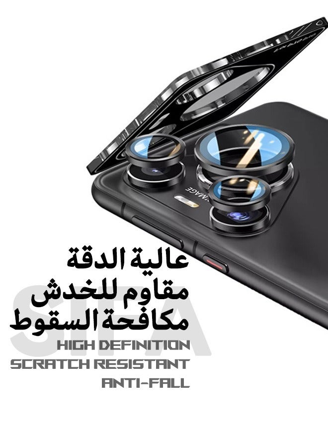 Huawei Pura 70 (Not for Pura 70 Pro) Camera Lens Protector, HD 9H Tempered Glass Camera Screen Protector, Metal Ring Lens Cover for HUAWEI Pura 70, 1 Set  (Installation Tray Alignment Kit, Black) - Image 2